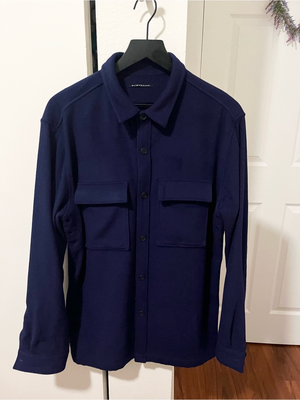 Elie Tahari Royal Blue Button-Front Cashmere Shirt Jacket